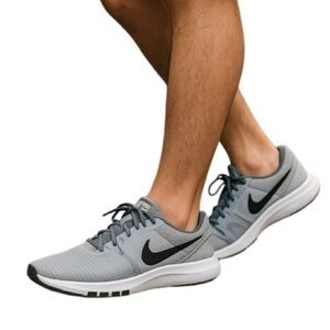 Nike Training Mens Flex Control 4 Workout Shoes Sneakers Grey Black Swoosh 8